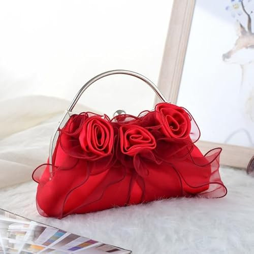 WDZDS Braut Dolly Bag Damen Weiße Blume Abendtaschen Geldbörse Handtaschen Hochzeit Elegante Brauttasche Clutch Kette Umhängetasche