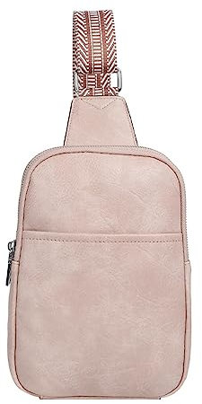 Satchel Artist Sling Bag für Damen, veganes Leder, Bauchtasche, Umhängetasche, Brusttasche für Damen, Herren, Kuriertasche mit Wasserflasche (Rosa, Einheitsgröße), rose, One size