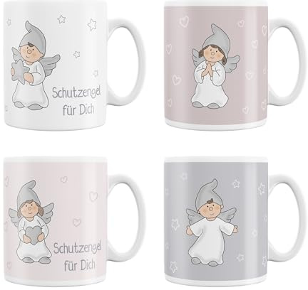 12 x Tassen mit liebevollem Schutzengel für Dich bedruckt ca. 270 ml | Schutzengeltassen - Tassen mit Schutzengel - Weihnachtstassen - Glühweintassen - Glühweinbecher