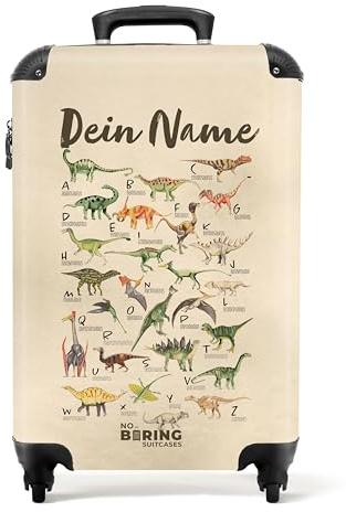 NoBoringSuitcases© Kinderkoffer Jungen | 55x40x20 cm - Koffer Personalisiert - Hartschalenkoffer - Koffer Kinder Klein - Reisekoffer - Vintage-Alphabet mit