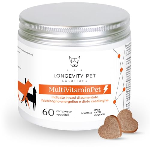 LPS MultiVitaminPet Vitamine für Hunde und Katzen | Nahrungsergänzungsmittel für Hunde mit 11 Vitaminen und Mineralsalzen für Hausdiät und allgemeines Wohlbefinden | Gelenke für Hund und Katze 60