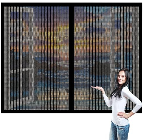 Zanzariera Finestra Magnetica su Misura 138 x 133 cm Tenda Anti-Insetti Zanzare Facile da Installare per Tutte Le Taglie Finestra O Porte, Nero