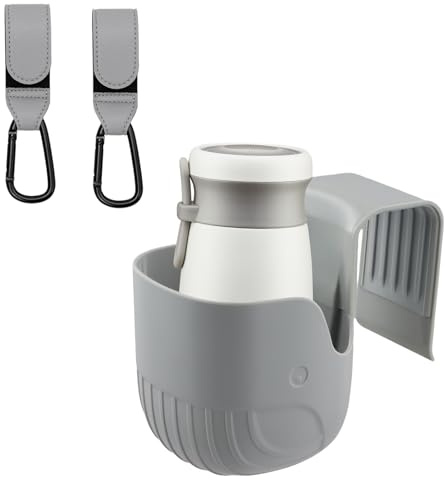 Getränkehalter für Kinderwagen - Universeller Becherhalter mit 2 Haken, Flaschenhalter für Kindersitz & Kinderwagen, Stroller Getränke Halterung