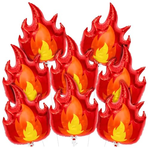 OUDQFCJ 8 Stück Flammen Party Ballon, Geburtstag Feuer Luftballon, Kinder Feuer Luftballons, Feuer Geburtstag Ballon Deko, Flamme Ballons, für Kinder Thema Party