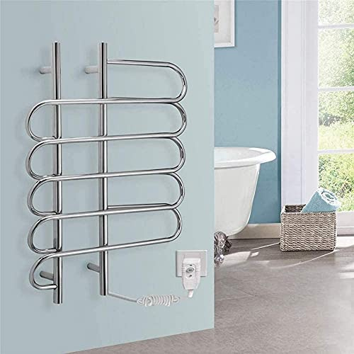 JKJZSALJ Scaldasalviette Elettrico, Scaldasalviette in Acciaio Inox da Parete, Radiatore Scaldasalviette Curvo Verticale di Design per Bagno Moderno, 800 M X 600 M, Cromato