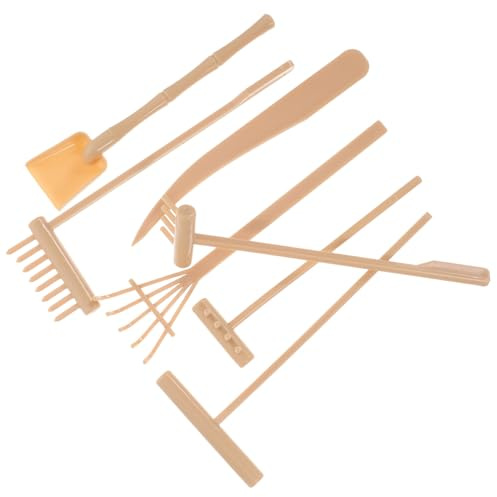 VICASKY Ensemble de Râteaux de Jardin Zen 7 Pièces pour Jardin Intérieur │ Kit D’Outils de Râteau en Plastique Solide │ Couleurs Jaune et Beige │ Accessoires pour Création de Motifs Bac à Sable