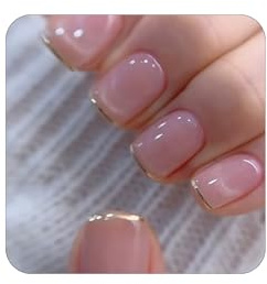 Zimocepuz Kurze Quadratische Press On Nails,French Champagner Nude Rosa Press On Nails,Damen Press On Nägels,Natürlich Wiederverwendbar