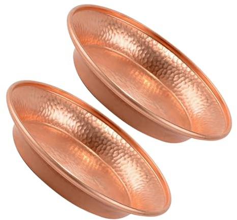 LOLIPPYY Kupferschalen 2 Stück Reines Kupfer Tibetische Opferschalen für Weihwasser Buddha Wasserschalen Meditation Zuhause Dekorative Mandala Teller