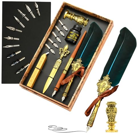 Genérico Penna & Bläck Set - Vintage Kalligrafi Penna Att Skriva - Kalligrafi Bläck Set med Reservtips, Stämpelstänger, Tor Stämpel, Tor