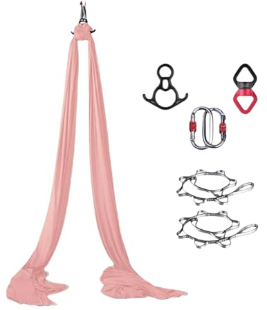 Hamac aérien de yoga (8 x 2,8 m), hamac de yoga à suspendre, balançoire trapèze, forte capacité de charge, protection sûre, ensemble de balançoire de yoga, hamac acrobatie (10)