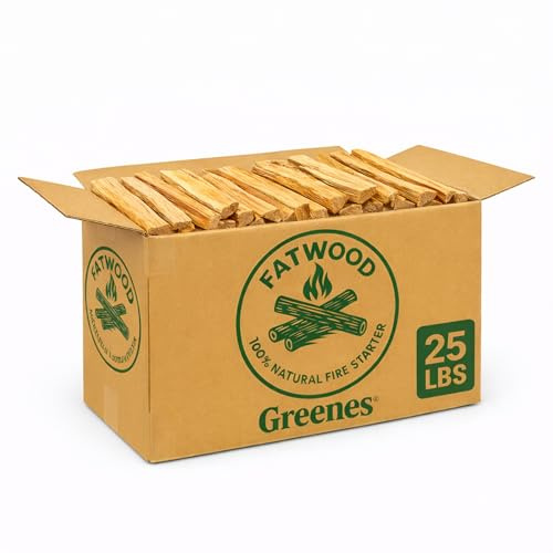 Greenes Fence Fatwood Fire Starter – 25 LB Box – 100% Natural Pine Resin Kindling – Chemical-Free All-Weather Fire Starting Sticks for Fireplaces, Campfires, Wood Stoves & Grills