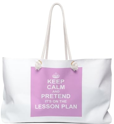 3dRose Pink Keep Calm & Pretend its on Lesson Plan fun Weekender Bag