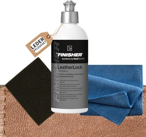 THE FINISHER LeatherLock Lederpflege Set 500 ml – Lederpflege Auto, Leder Conditioner & Schutz | Autositze Lederpflege | mit Koch Chemie Applikationsschwamm und Mikrofasertuch