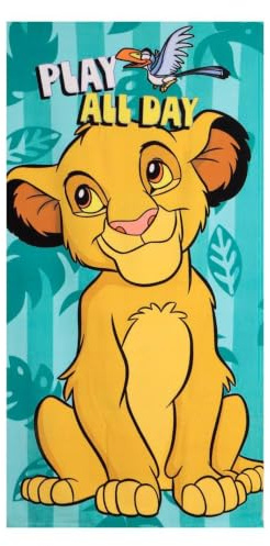Toalla Rey León 70 x 140 cm Niño y Niña - Toalla Infantil Disney Simba Suave y Absorbente para Playa, Piscina y Natación, Toalla Infantil Verano 2-10 Años