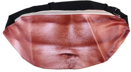MALUGOGO Lustige Anti-Diebstahl-PU-Hüfttasche für Damen und Herren, mit Bauchmuskelmuster, wasserdichte und kratzfeste Hüfttasche für den lässigen Gebrauch und sichere Geldaufbewahrung