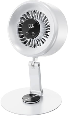 USB Desk Fan, Quiet Rechargeable Fan with 5 Speeds, LED Digital Display
