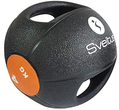 sveltus 884 Médecine Ball 4kg Avec poignées Medizinball, schwarz/orange, (poids disponibles: 4, 6, 8 et 10 kg) -4