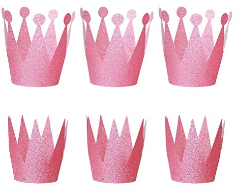 BESTOYARD Glitzer Geburtstagskrone Hüte 6 Stück Mit Befestigungsband Prinz Kronen Partyhüte Für Kinder Und Erwachsene Rosa Party Dekoration