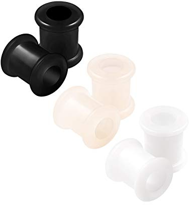 6 Stk Silikon Schwarz Hautfarbe Weiß Fleischtunnel Schmuck, Silikon