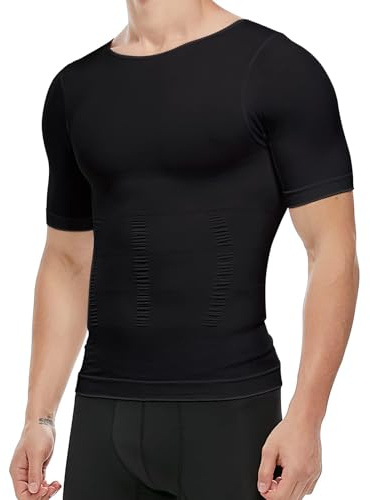 Men's Slimming Body Shaper Vest Undershirt Abs Abdomen Slim Tank Top (Black, Large)