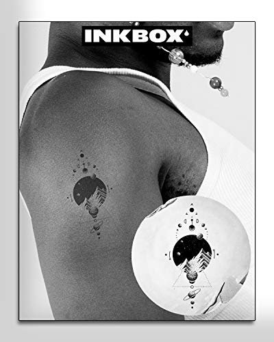 Inkbox Temporary Tattoos, Semi-Permanent Tattoo, One Premium Easy Long Lasting, Waterproof Temp Tattoo with For Now Ink - Lasts 1-2 Weeks, Solar System Tattoo, 4 x 4 in, Geospace