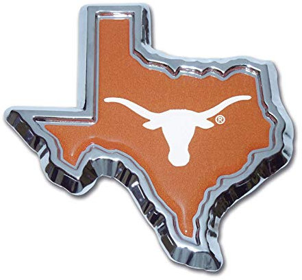 Emblema de Metal Longhorns de la Universidad de Texas, Muchos Disponibles (Forma de Estado (Naranja))