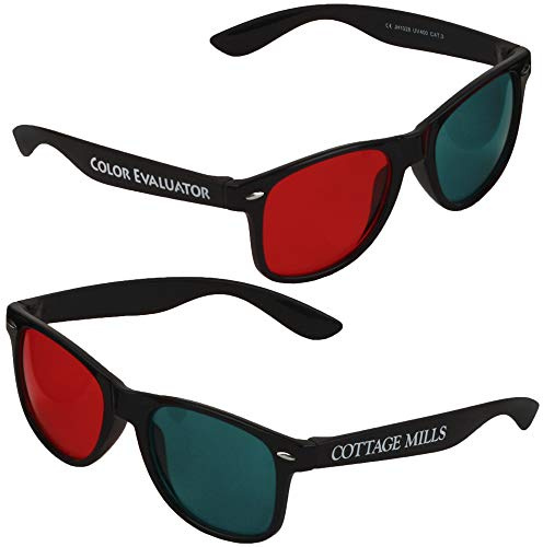 Lunettes d'évaluateur de couleur – Verres rouges et verts – Couvrez ou fermez un œil pour voir la valeur de couleur de vos projets (échelle de gris) et obtenir les bons contrastes – Lot de 2