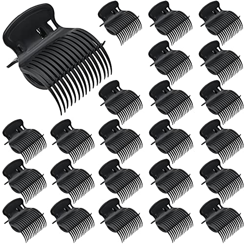 24 Pack Hot Roller Clips, Plastic Hair Curler Claw Clip Replacement Roller Clips Safety & Heat Lightweight Resistance Heated Clip for Small, Medium, Large Girls Hair Section Styling (Black)