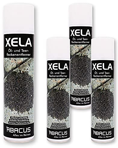 ABACUS® Ölfleckentferner, Ölfleckenentferner, Ölentferner – Entfernt Motoröl, Getriebeöl, Schmieröl, Heizöl, Diesel & Teer – Spezialreiniger für Öl und Ölflecken – Ölfleckentferner 4X 400 ml (7690.4)