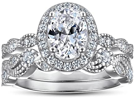 Banemi Ringe Vintage Damen, Beisteckring Silber mit Zirkon Freund Geschenk Vorhanden Größe 62 (19.7)