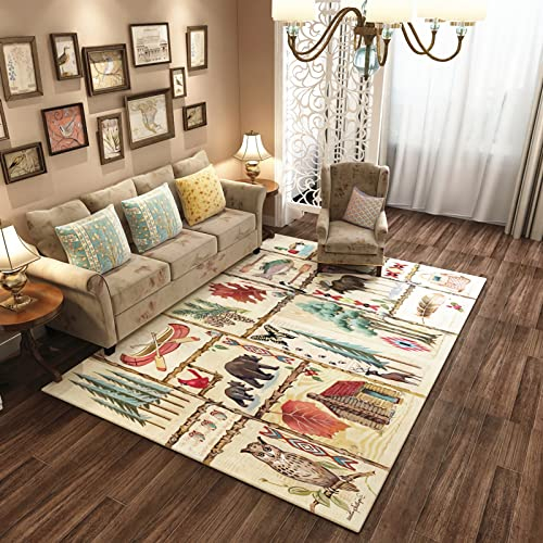 Teppich Moderne Dekoration Teppich flokati Teppich waschbar Rot braun blau rustikal Retro Graffiti Tiermuster Couch Teppich 60x160cm