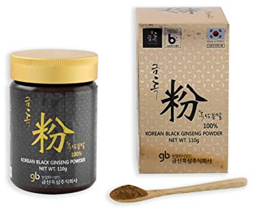 SAMSIDAE - Koreanskt svart ginseng-pulver, Ginseng-pulver Rg1, Rb1, Rg3 = 4 mg/g, minne och energirötter från 4 till 6 år, överlägsen kvalitet, 1 månads botemedel, 110 g