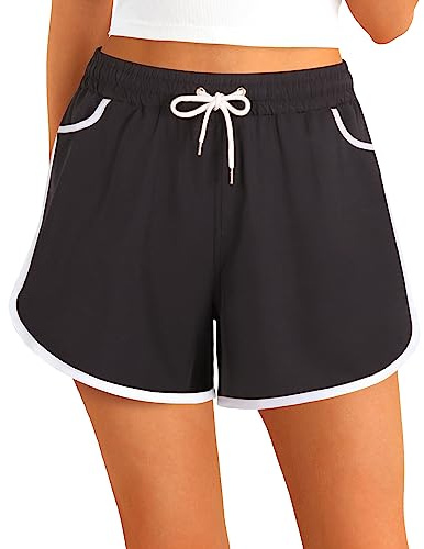 APTRO Badshorts för kvinnor, badbyxor, strand, vattensport, shorts, boardshorts, UV-skydd, sommar, sport, gym, shorts, Svart Ws251, XL