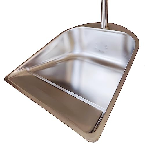 Dammpannor med långt handtag, stående sopskyffel i metall kraftig, 85 cm långa handtag stående sopskyfflar för lobby, garage, hem, kontor och gård