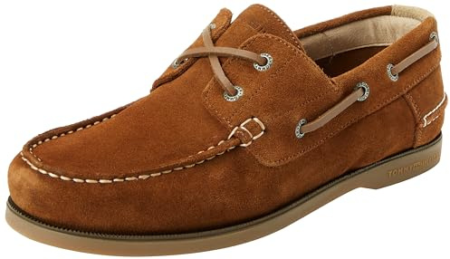 Tommy Hilfiger mäns båtsko TH båtsko sko kärna mocka mocka, Brun kokoslund, 40 EU