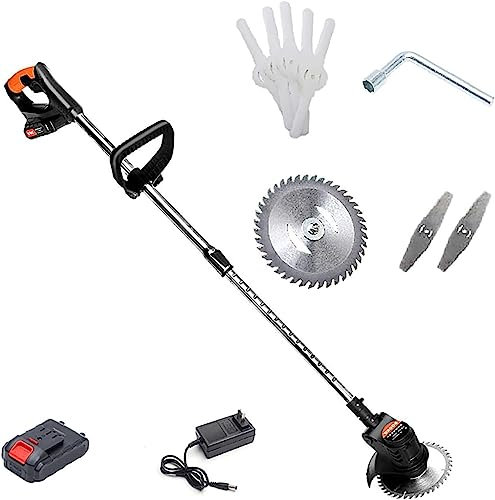 Tagliaerba a batteria, tagliaerba portatile ricaricabile a testa girevole a lunghezza regolabile con 3 lame a batteria 24V