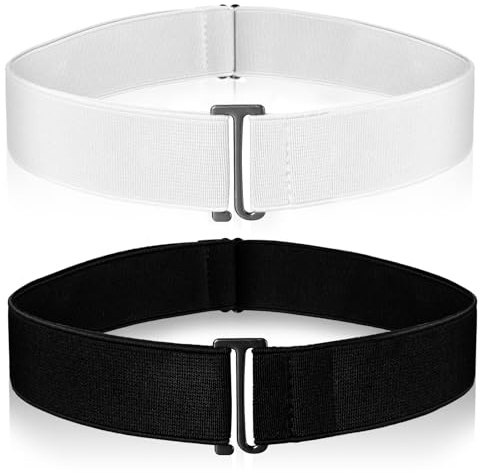 Amaxiu Lot de 2 Ceintures Invisibles pour Femme, Ceinture Élastique Règlable, Invisible pour Pantalons, Jeans, Robes, Blanc/Noir, Taille