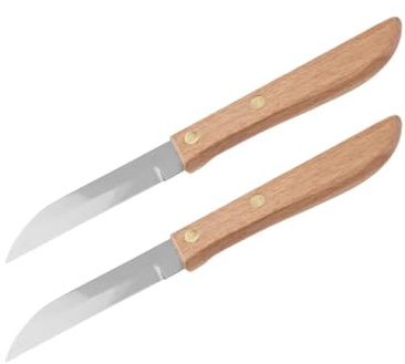 Nirosta Lot de 2 couteaux d'office manche bois lame 7,5 cm | Prise en main précise, Lot de 2 pour préparer plus vite, Manche en bois, Lame inox 7,5 cm, Longueur totale 17,5 cm