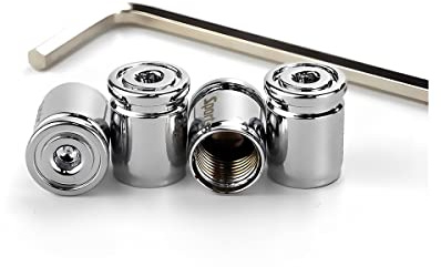 JNNJ 4Pcs Diebstahlsicherung Autoreifen Ventilkappen, Anti Diebstahl Reifen Ventilkappen mit Gummiringen, Universal Edelstahl Rad Staubschutzkappen für Auto SUV(Silber)