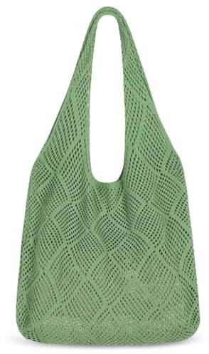 Etercycle Strandtasche Damen Häkeltasche für den Sommer, Umhängetasche Netz-Stricktasche für Reisen Einkaufen und Alltag (Grün)