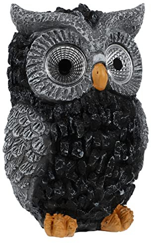Veemoon Exquisita artesanía Solar búho escultura resina jardín estatua para la decoración del hogar al aire libre
