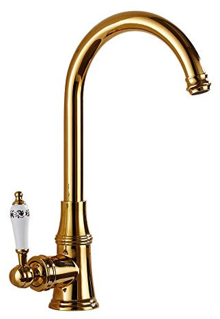 Wasserhahn Kueche Goldfarbener Einhebel-Küchenhahn Mit Einlochmontage Warm- Und Kaltwasser Schwenkbarer Wasserhahn Gold