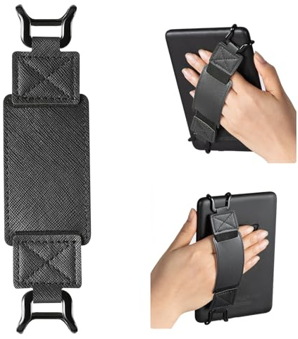 CoBak Dragonne sécurisée pour liseuses électroniques et tablettes - Support polyvalent et léger pour tablette Kindle / Kobo / Voyaga / Lenovo / Sony de 6 à 7,5 pouces - Haute élasticité - Noir