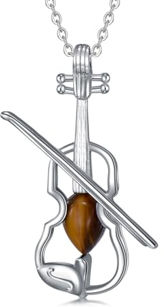 HUKKUN Collana musicale Argento 925 Collana con pendente per violino Collana per violoncello Gioielli per violino Regali musicali Donne