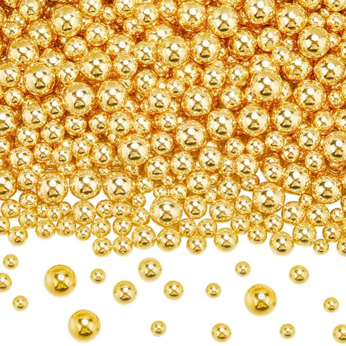 SUNNYCLUE 1200 Stück Perlen Ohne Loch Vasenfüller Großpackung Kunststoff Goldene Highlights Runde Kunst Kunst Make Up Perlen Lose Kleine Dekorationsperlen Für Füller Schmuckherstellung Nägel Bastelbed