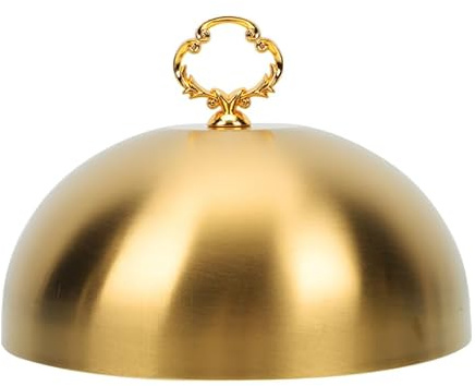 Cheese Melting Dome 5.5 Inch, Golden Stainless Steel Round Basting Cover, Burger Cloche Food Steam Lid for Kitchen Griddle Grill, Dessert Serving Plate Accessories