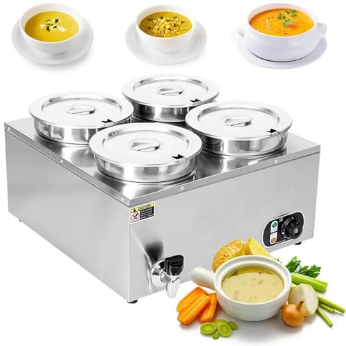 DDZJTPP Scaldavivande Elettrico Commerciale a Bagnomaria da 1500w,con Controllo della Temperatura da 50 a 85 ℃,Scaldavivande a Buffet in Acciaio Inossidabile,Tavolo a Vapore per Ristorante,7L