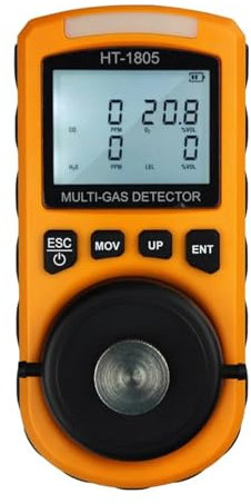 Detector de Gases, Analizador de Gas 4 en 1 Detector portátil O2 CO H2S LEL Probador Detección de concentración de Gas