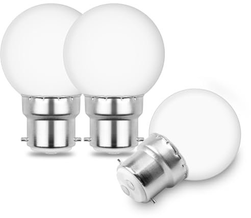 BROLSKUN LED Bulb 3W Golf Ball B22 Bayonet Small Globe Light Bulb Equivalent to 25W 30W Incandescent B22 BC Base Bayonet Cap AC 230V Cool White 6000K (Pack of 3)