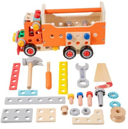 EHJRE Holzspielzeug Werkzeugkasten Weihnachtsgeburtstagsgeschenke Holzbausatz für Kinder